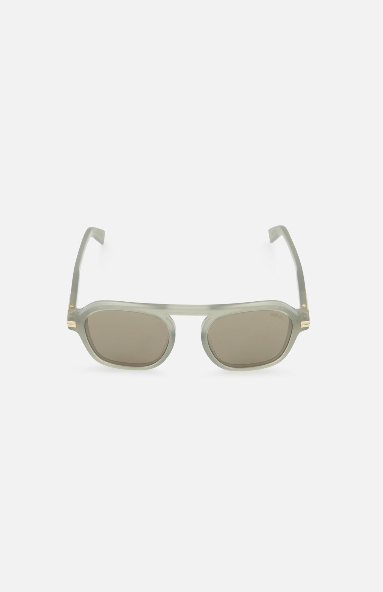 ZEGNA Aurora II Rectangle grey sunglasses featuring a rectangular acetate frame with a bridge connecting the lenses.