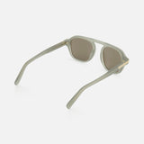 Zegna Aurora II Rectangle Grey sunglasses in acetate with a double bridge and gold-tone hardware on the temples.