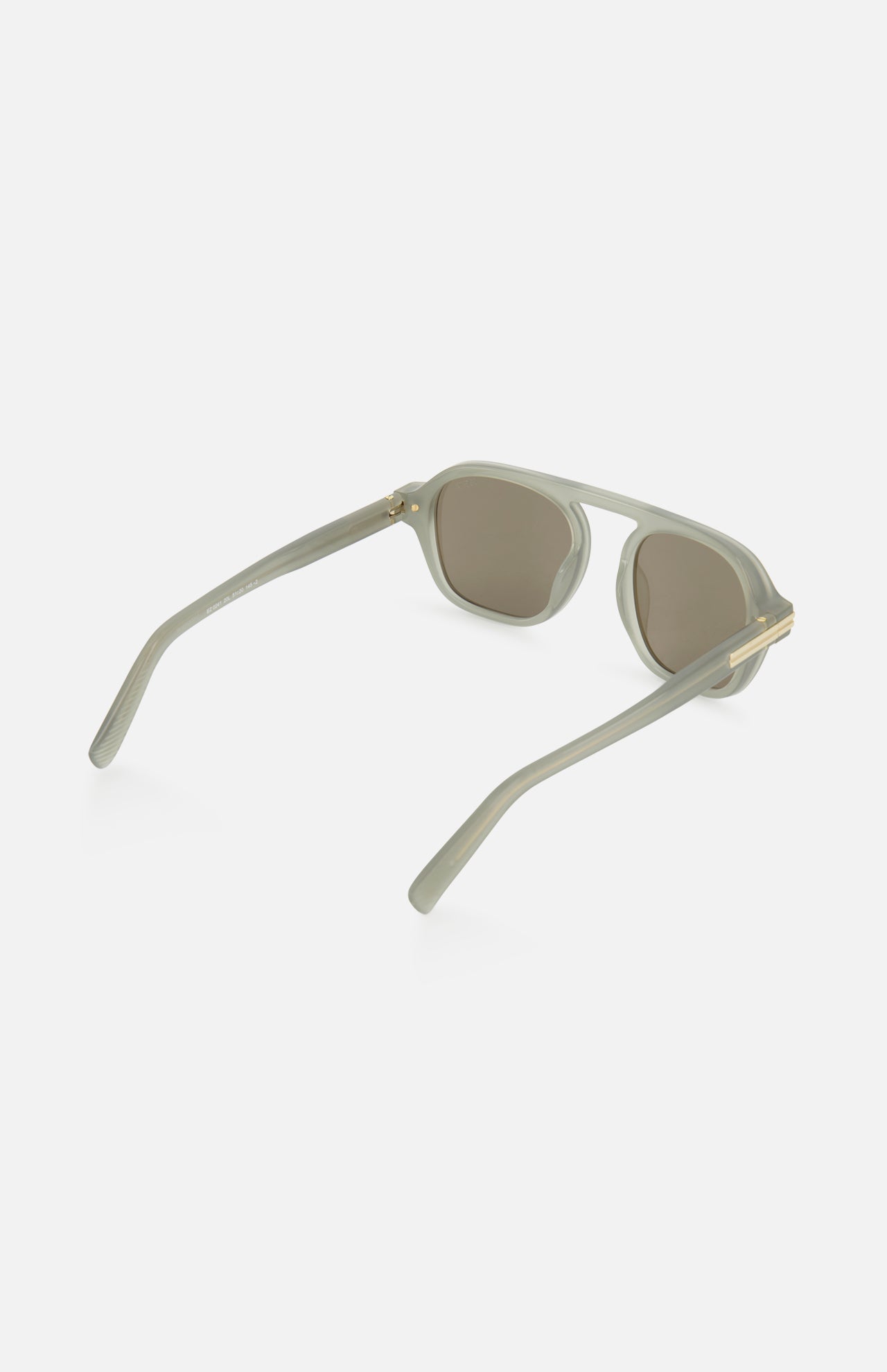 Zegna Aurora II Rectangle Grey sunglasses in acetate with a double bridge and gold-tone hardware on the temples.