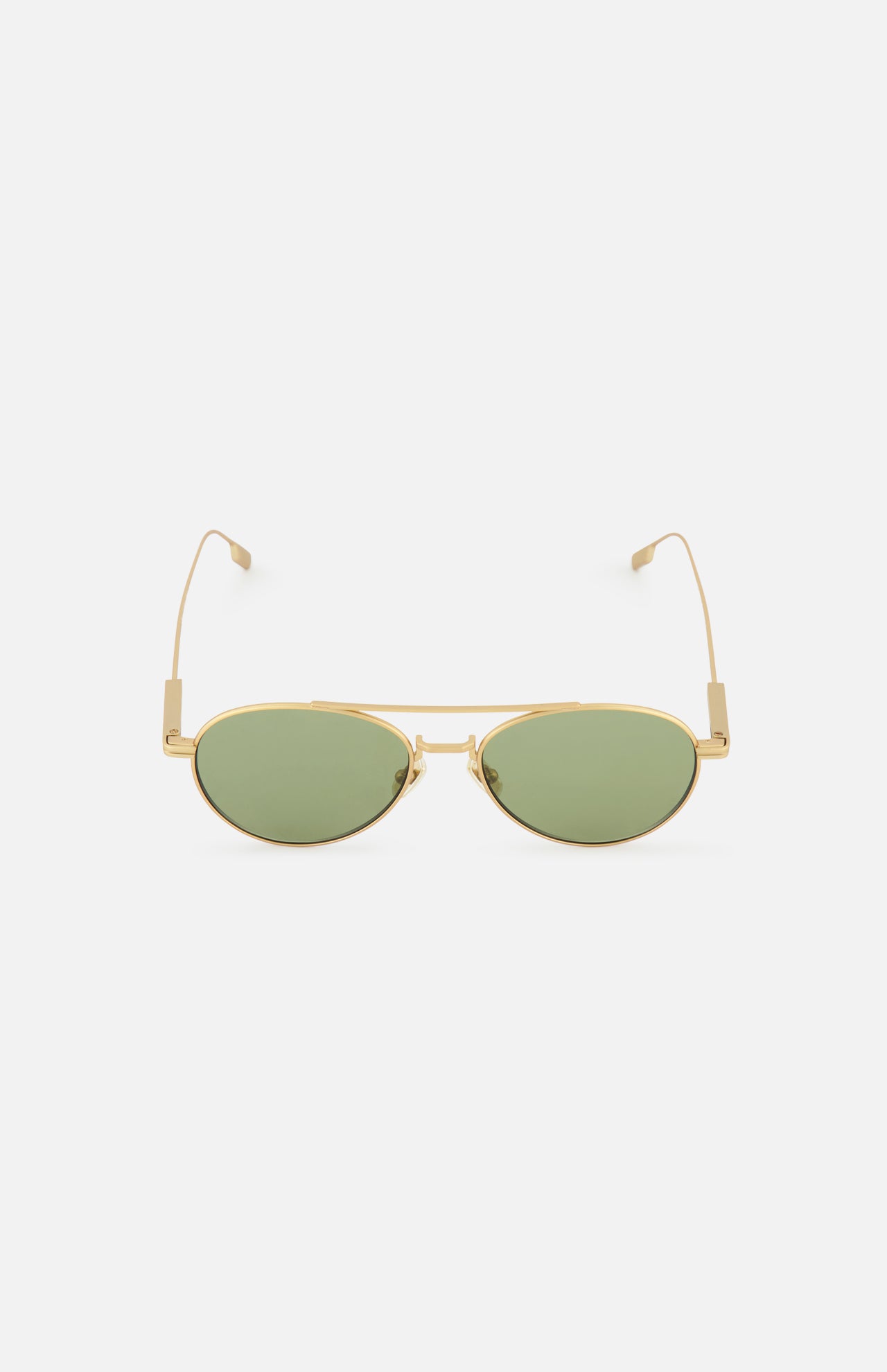 Zegna Aviator Bronze Sunglasses with gold-tone aviator frames and green lenses.