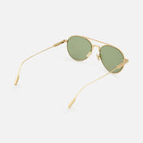 Zegna Aviator Bronze Sunglasses with thin titanium frames and green-tinted lenses.