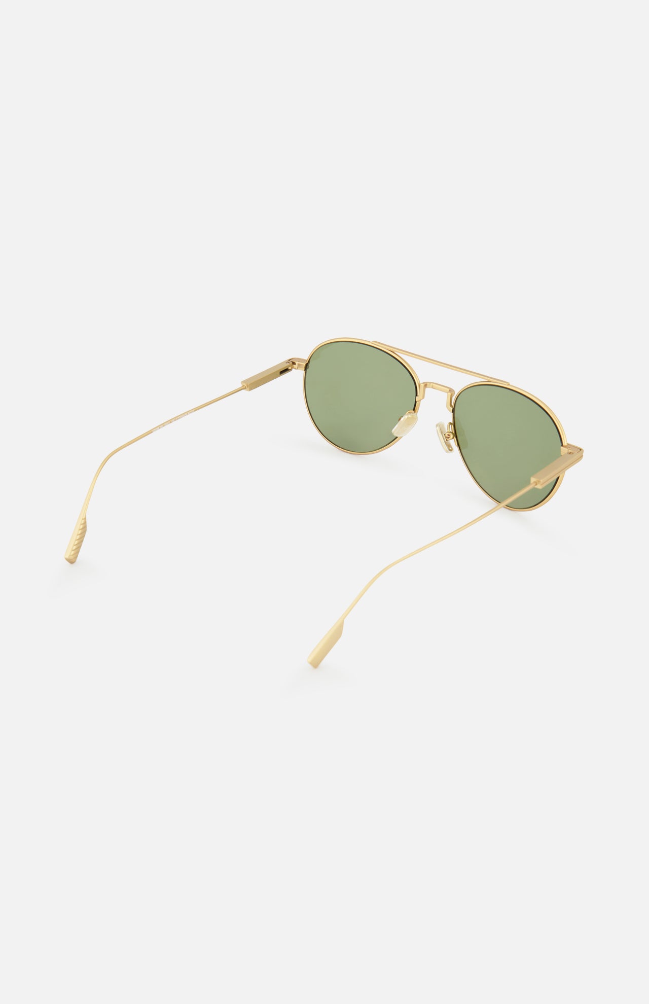 Zegna Aviator Bronze Sunglasses with thin titanium frames and green-tinted lenses.