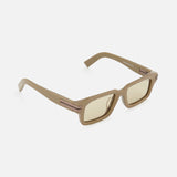 Zegna Rectangular Light Brown Sunglasses featuring light brown rectangular frames with beige lenses and slim metal detailing on the temples.