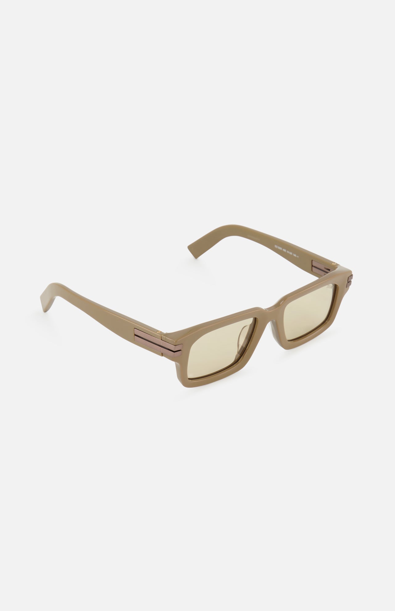 Zegna Rectangular Light Brown Sunglasses featuring light brown rectangular frames with beige lenses and slim metal detailing on the temples.