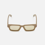 Zegna Rectangular Light Brown Sunglasses with a light brown rectangular frame and beige lenses.