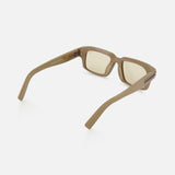 Zegna Rectangular Light Brown Sunglasses in a light brown rectangular frame with beige lenses, viewed from behind.