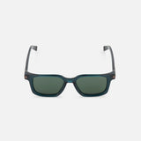 Zegna Square Green Sunglasses with dark green square acetate frames.