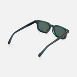 Zegna Square Green Sunglasses featuring square-framed glasses with dark green lenses and translucent blue acetate frames.