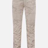 MASON'S Camo Eisenhower Style NY Fit Trouser Pant in beige camouflage print features a straight-leg fit, cotton stretch fabric, button and zipper closure, and front pockets, shown against a white background.