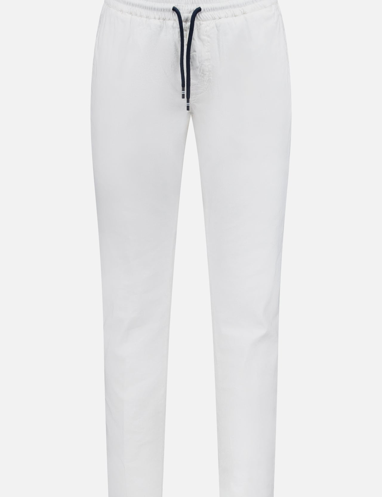 The MASON'S Linen Cotton NY Sack Drawstring Trouser Pant offers a relaxed fit, elastic waistband, and straight legs. These men's casual pants feature a navy blue drawstring and are made from lightweight, comfortable fabric.