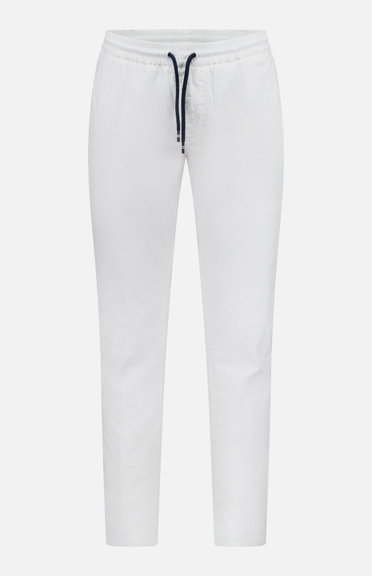 The MASON'S Linen Cotton NY Sack Drawstring Trouser Pant offers a relaxed fit, elastic waistband, and straight legs. These men's casual pants feature a navy blue drawstring and are made from lightweight, comfortable fabric.