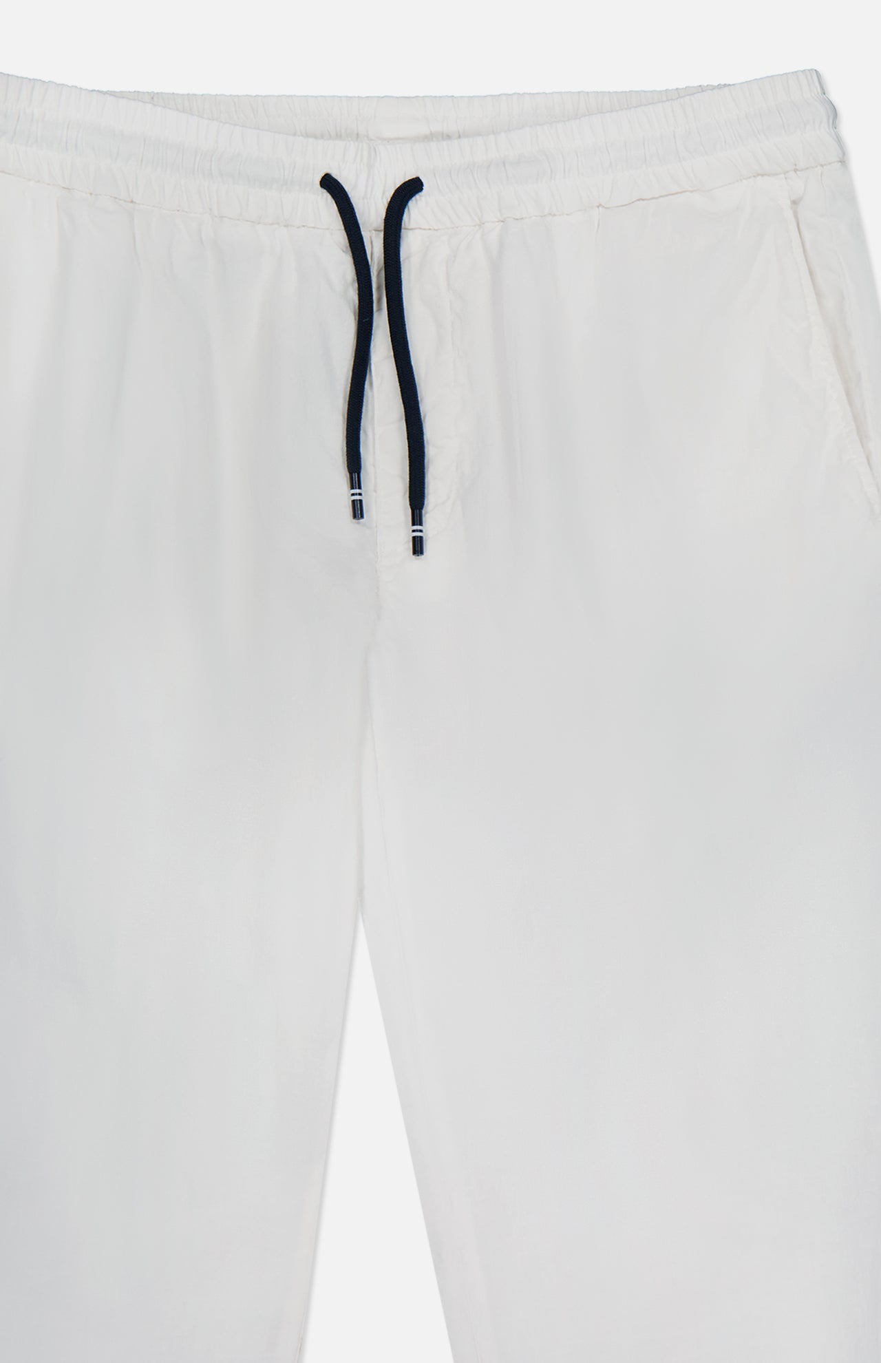 MASON'S Linen Cotton NY Sack Drawstring Trouser Pant for men features an elastic waistband, side pockets, and a black drawstring with metal tips, shown here against a plain background.