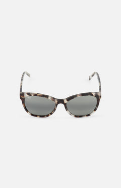 The MAUI JIM Alulu Cat Eye Tortoiseshell Sunglasses feature oval dark lenses and slightly curved arms, shown against a plain white background.
