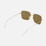 The MAUI JIM Lipine HCL Square Bronze Sunglasses feature thin gold metal frames, brown rectangular lenses, and clear plastic nose pads, shown against a white background.
