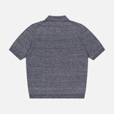 The MAURIZIO BALDASSARI Front Stitch 3B Polo Shirt, a short-sleeve, collared polo in dark heather gray, made in Italy, is shown from the back against a plain white background.