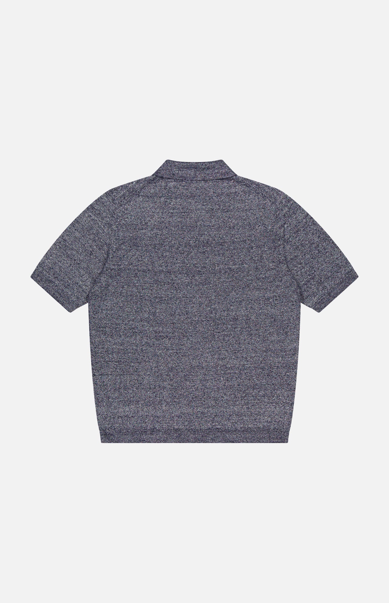 The MAURIZIO BALDASSARI Front Stitch 3B Polo Shirt, a short-sleeve, collared polo in dark heather gray, made in Italy, is shown from the back against a plain white background.