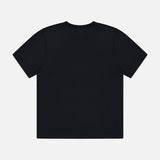 The Classic Jersey T-shirt by Merz B. Schwanen, a plain black short-sleeve style made from mid-weight jersey, is shown from the back against a white background.