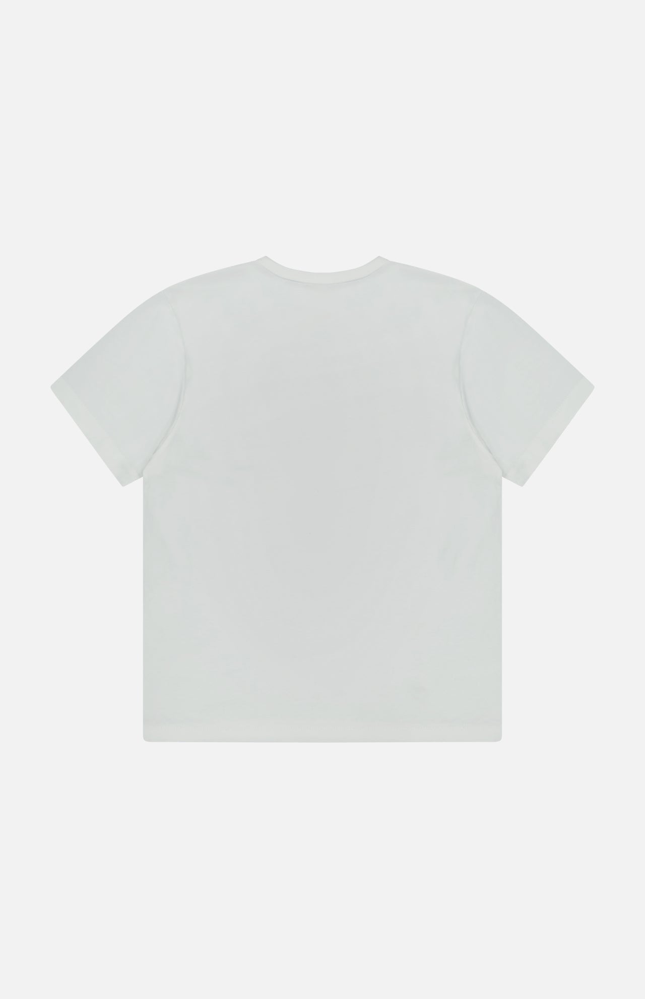 Back view of the Merz B. Schwanen Classic Jersey T-shirt in plain white, crafted from mid-weight jersey and laid flat on a white background.