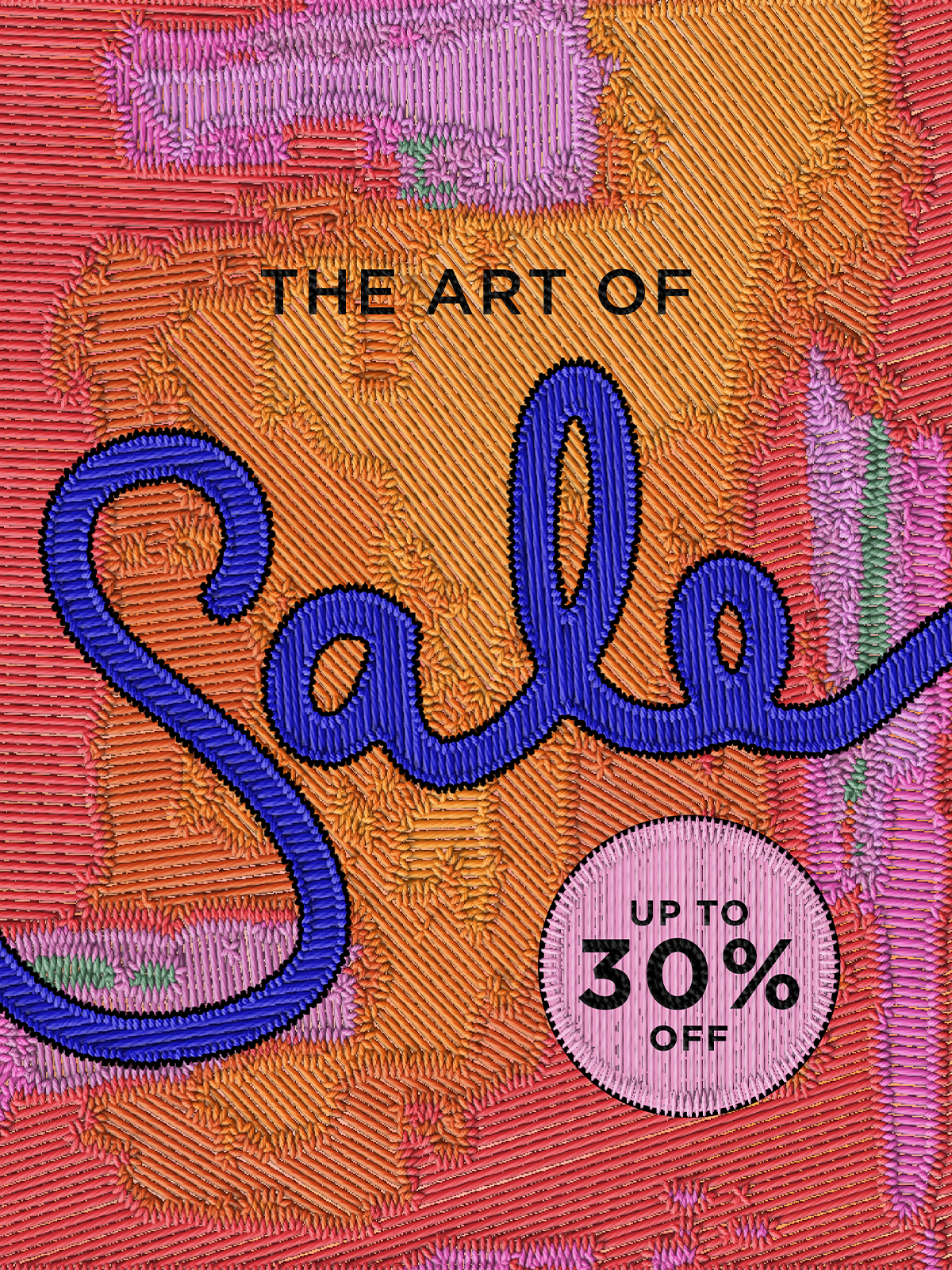 Textured book cover with 'The Art of Sale' and promotional text on a colorful background