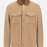 Contrast Collar Teddy Fleece Overshirt