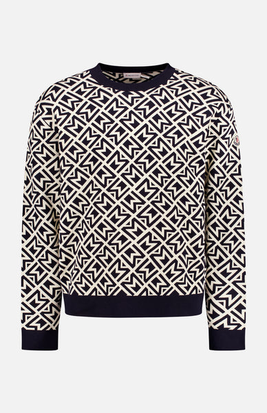 Moncler Men's Logo Print Crewneck Sweater | A.K. Rikk's