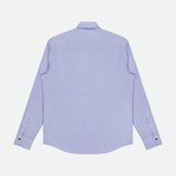 Back view of the MONCLER Cotton Button Up Shirt in light purple, with classic collar and buttoned cuffs, laid flat on a white background.