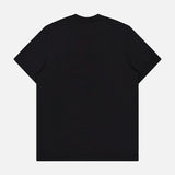 The MONCLER Short Sleeve Logo T-Shirt in plain black is shown from the back, set against a white background.