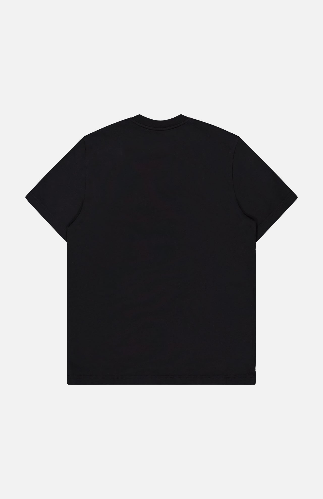 The MONCLER Short Sleeve Logo T-Shirt in plain black is shown from the back, set against a white background.