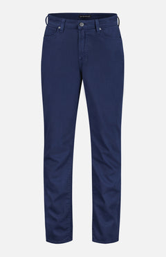 The Brando Parisian Jean by MONFRERE features a straight-leg silhouette in navy Japanese denim, with front and back pockets, belt loops, a button closure, and zipper fly, shown on a plain white background.