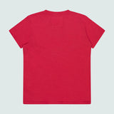 The Sinful Slim T-shirt by MOTHER is a plain red, short-sleeved tee shown from the back on a light background. Crafted from 100% cotton for superior comfort and quality.