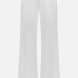 The Bookie Skimp Pant in Picket Fence by MOTHER features high-waisted, wide-leg white denim with button and zip closure, front and back pockets, and belt loops.