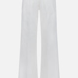 Back view of MOTHER's The Bookie Skimp Pant in Picket Fence—mid-rise, wide-leg white denim with two back pockets and belt loops—shown on a plain white background.