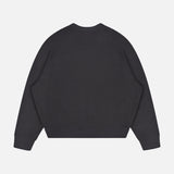 The Concert Tiger Sweatshirt by MOTHER, made from 100% cotton, is shown with the back facing forward on a white background. This black crewneck sweatshirt features long sleeves and a relaxed fit.