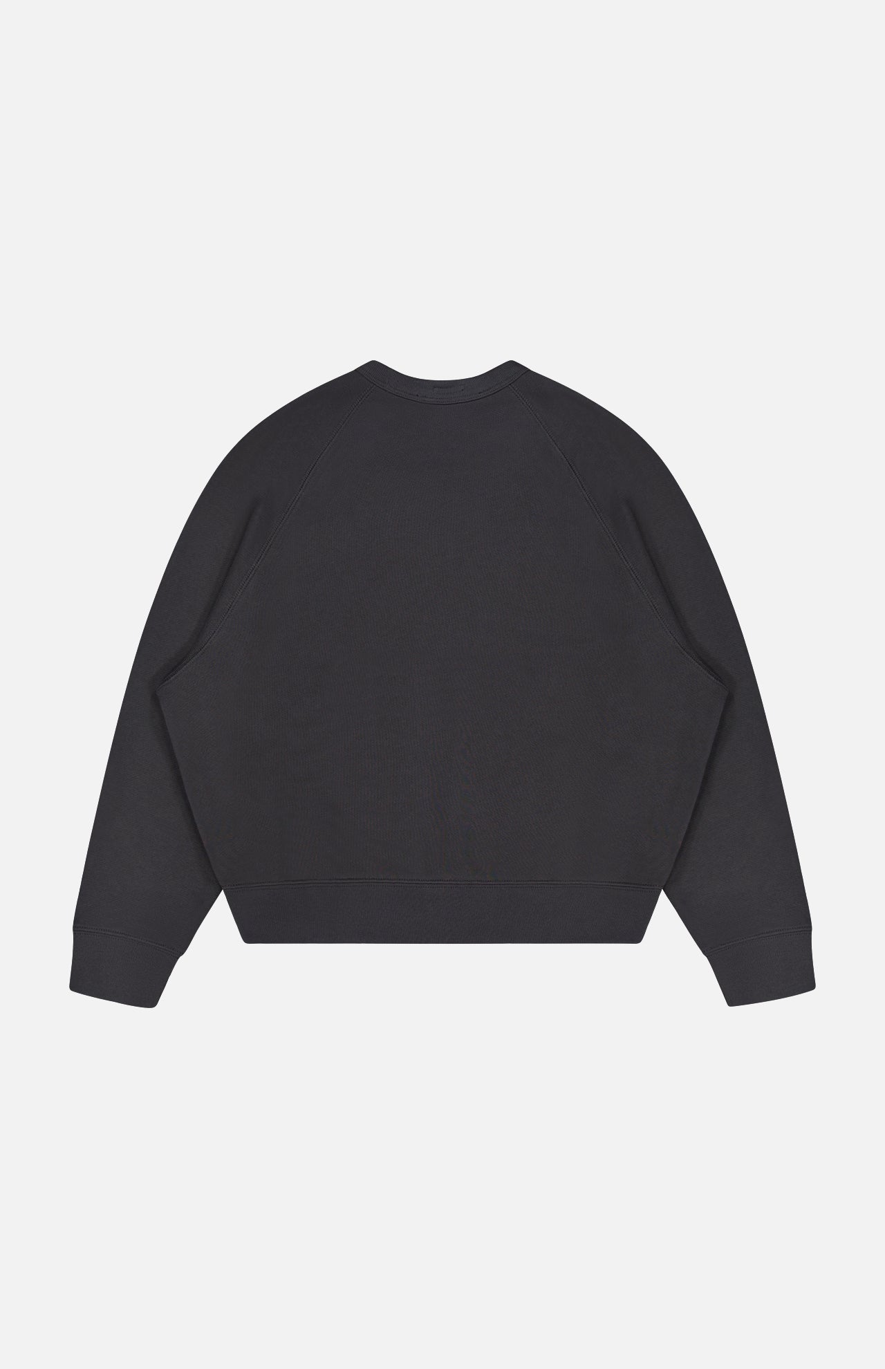 The Concert Tiger Sweatshirt by MOTHER, made from 100% cotton, is shown with the back facing forward on a white background. This black crewneck sweatshirt features long sleeves and a relaxed fit.