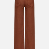 Back view of The Kick It Pant in Bison by MOTHER, featuring a high-rise, straight-leg silhouette with two back pockets and belt loops, displayed against a white background.