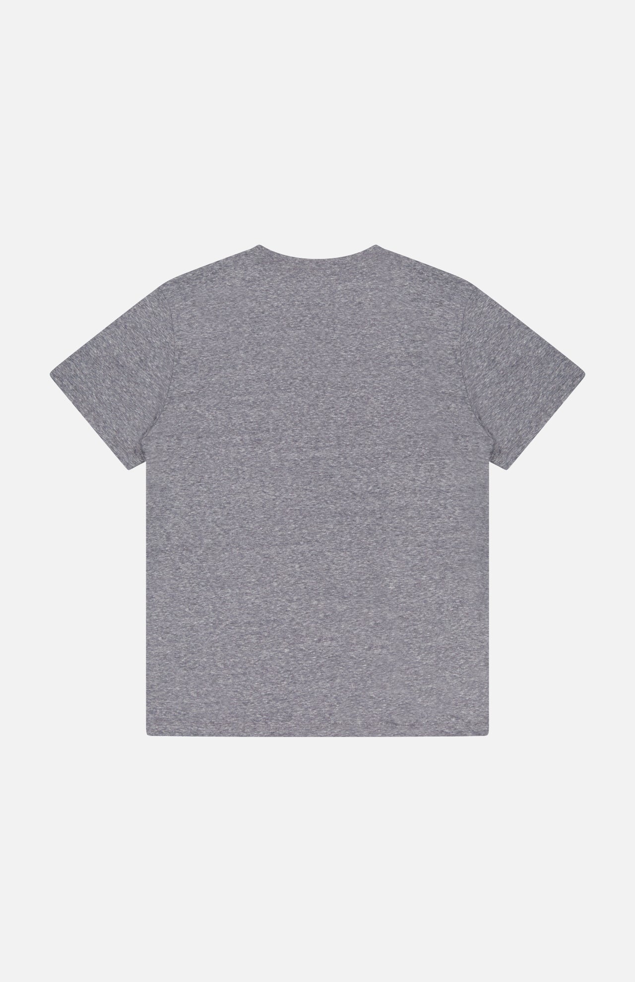 The Rowdy Sports T-Shirt by MOTHER is pictured from the back against a white background. This short-sleeved grey crew neck features an oversized fit and is made from soft heathered cotton-blend fabric with a simple, logo-free design.