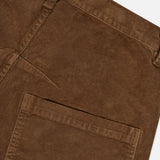 Close-up of the back of hazelnut Nili Lotan Shon Stretch Corduroy Bow Leg Pant, showing the waistband, belt loop, and a back pocket.