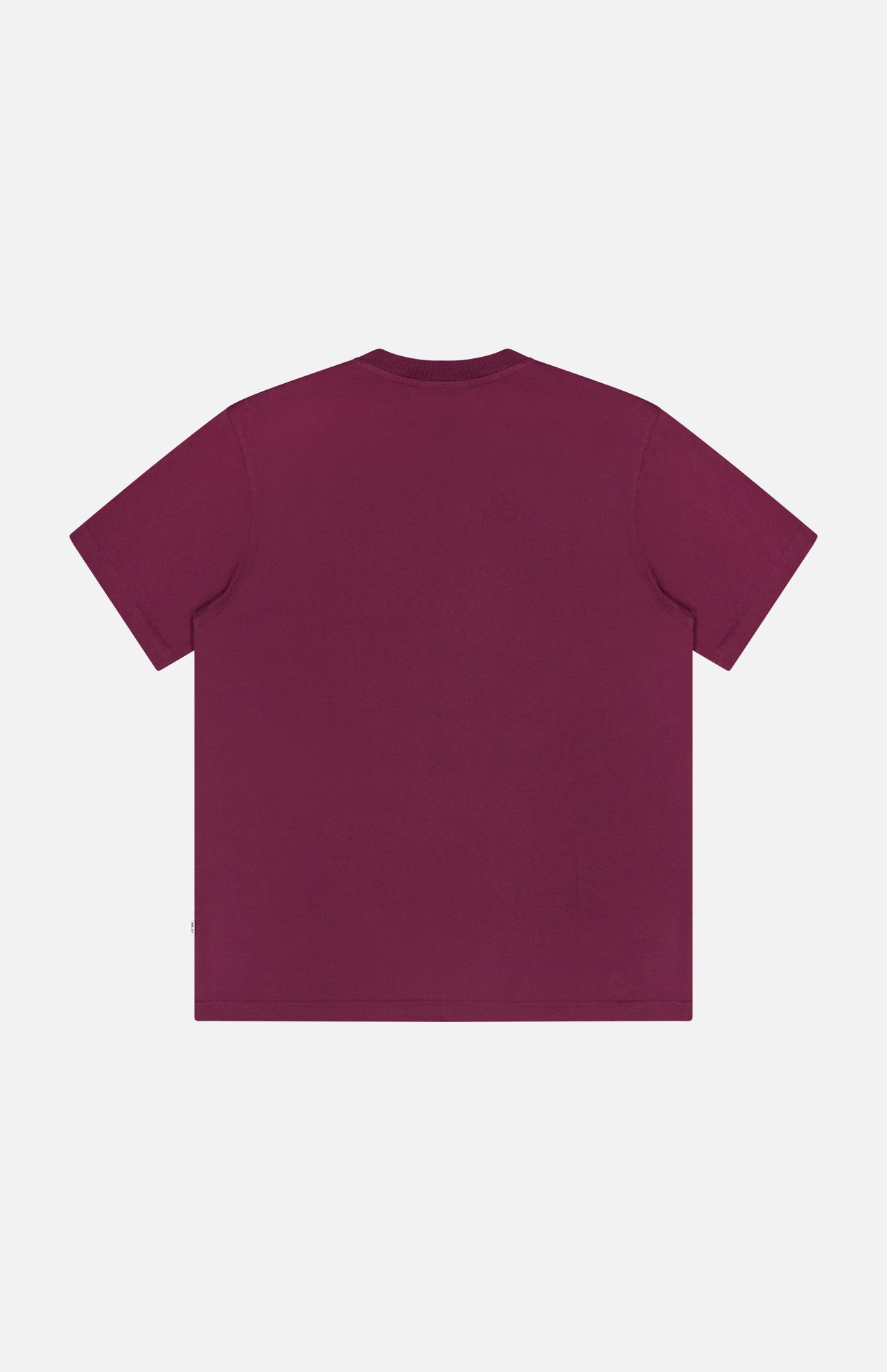 The Adam Crewneck T-Shirt by NN07 is displayed flat against a white background, featuring a plain, short-sleeve design in dark red with a back view free of visible logos or designs—a versatile addition to any modern-casual wardrobe.