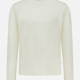 The Clive Long Sleeve T-Shirt by NN07 is a plain, off-white crew neck shirt with long sleeves, crafted from a soft cotton-modal blend—perfect for any casual wardrobe and displayed on a white background.