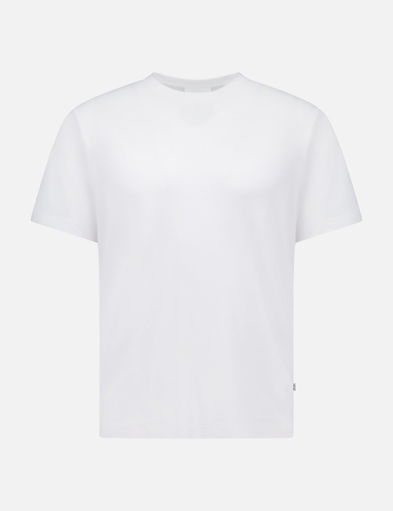 The NN07 Clive Waffle T-Shirt, shown in plain white on a light background, features a short-sleeve crewneck design with no visible logos or designs—ideal for a modern-casual wardrobe.