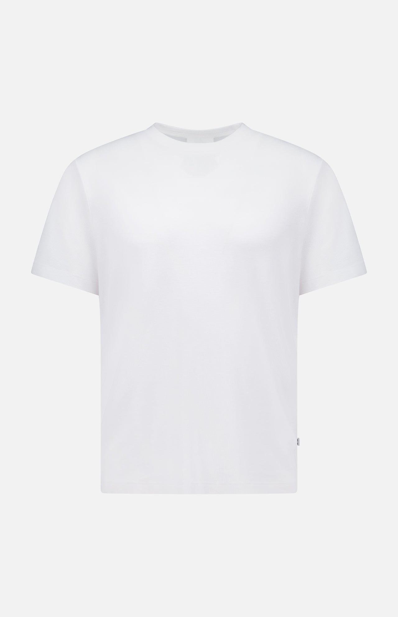 The NN07 Clive Waffle T-Shirt, shown in plain white on a light background, features a short-sleeve crewneck design with no visible logos or designs—ideal for a modern-casual wardrobe.