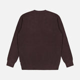 The Danny Crewneck Sweater by NN07 is shown laid flat on a white background, displayed from the back. Made from a lightweight polyester-blend fabric, this plain, long-sleeve chocolate brown sweater combines comfort with timeless style.