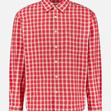 The NN07 Deon Flannel Long Sleeve Shirt is a red and white plaid button-up crafted from organic cotton flannel, showcased against a plain white background—an essential addition to the modern casual wardrobe.