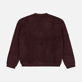 The NN07 Fleece Cardigan Sweater, featuring a maroon hue and long sleeves, is displayed laid flat with the back facing up against a white background—an ideal addition to any modern-casual wardrobe.