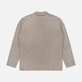 Back view of the NN07 Jonas Polo Button Down Long Sleeve Sweater in light brown, laid flat on a white background. This sweater features a clean, minimalist design without visible patterns or logos—ideal for modern-casual wardrobes.