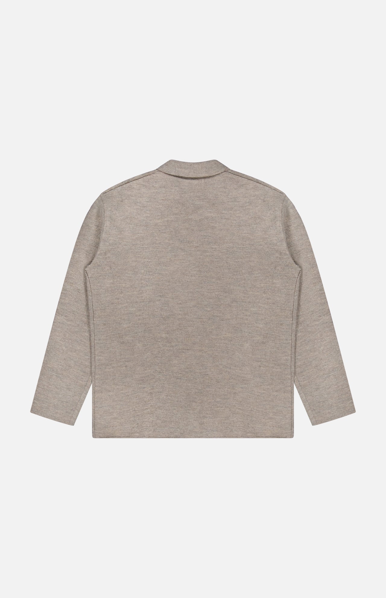 Back view of the NN07 Jonas Polo Button Down Long Sleeve Sweater in light brown, laid flat on a white background. This sweater features a clean, minimalist design without visible patterns or logos—ideal for modern-casual wardrobes.