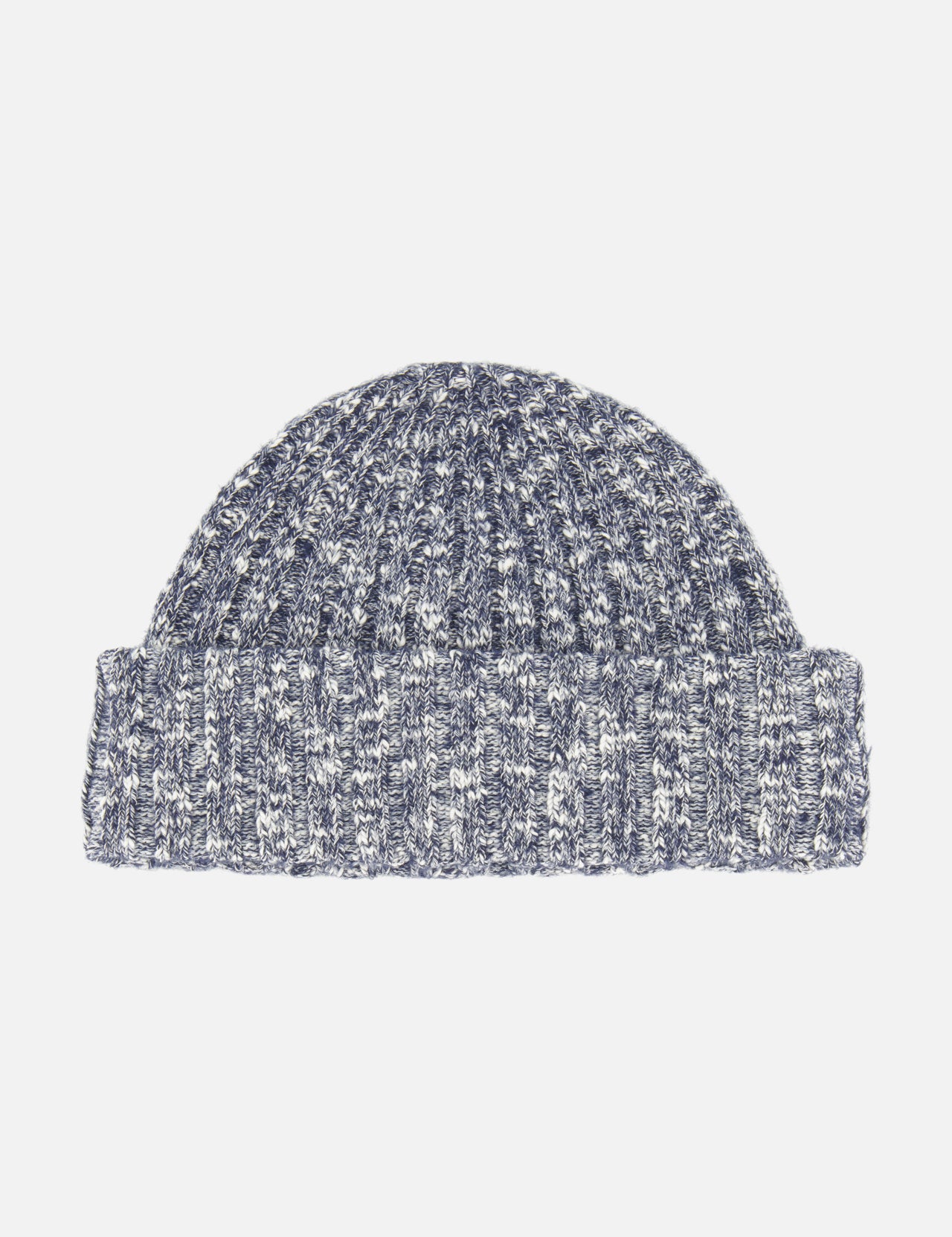The NN07 Ribbed Beanie Hat features a gray and white knit design with a ribbed texture and a turned-up cuff, making it an effortless addition to your modern-casual wardrobe. Shown here against a plain white background.