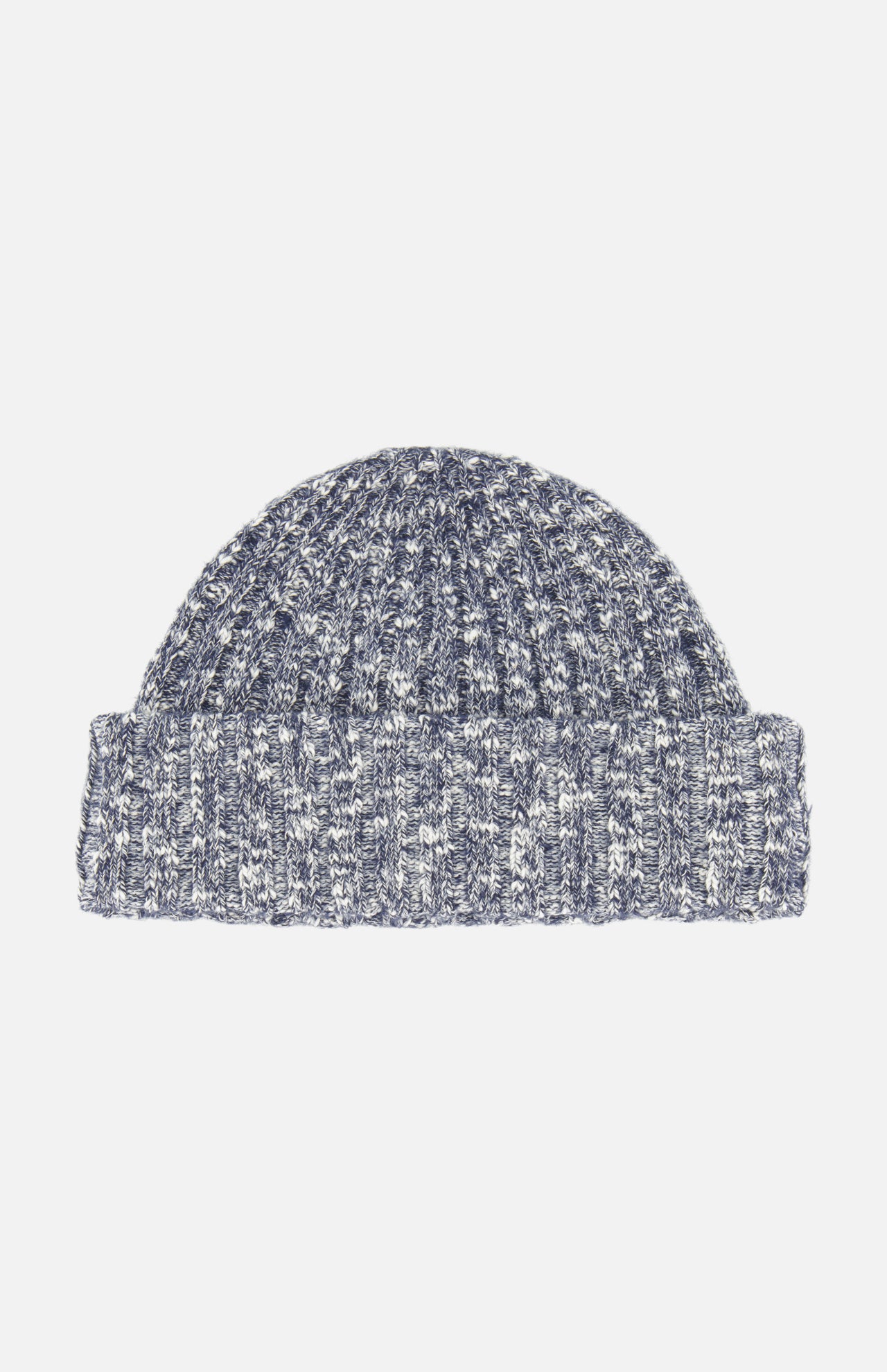 The NN07 Ribbed Beanie Hat features a gray and white knit design with a ribbed texture and a turned-up cuff, making it an effortless addition to your modern-casual wardrobe. Shown here against a plain white background.