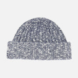 The NN07 Ribbed Beanie Hat, featuring a navy and white colorway, ribbed texture, and folded brim, is crafted from a soft cotton-blend and shown against a plain white background—making it an ideal accessory for any modern-casual wardrobe.