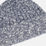 Close-up of the NN07 Ribbed Beanie Hat in navy and white, showcasing its distinct ribbed knit texture and neatly folded brim, set against a clean white background—a versatile cotton-blend accessory designed to elevate any modern-casual wardrobe.
